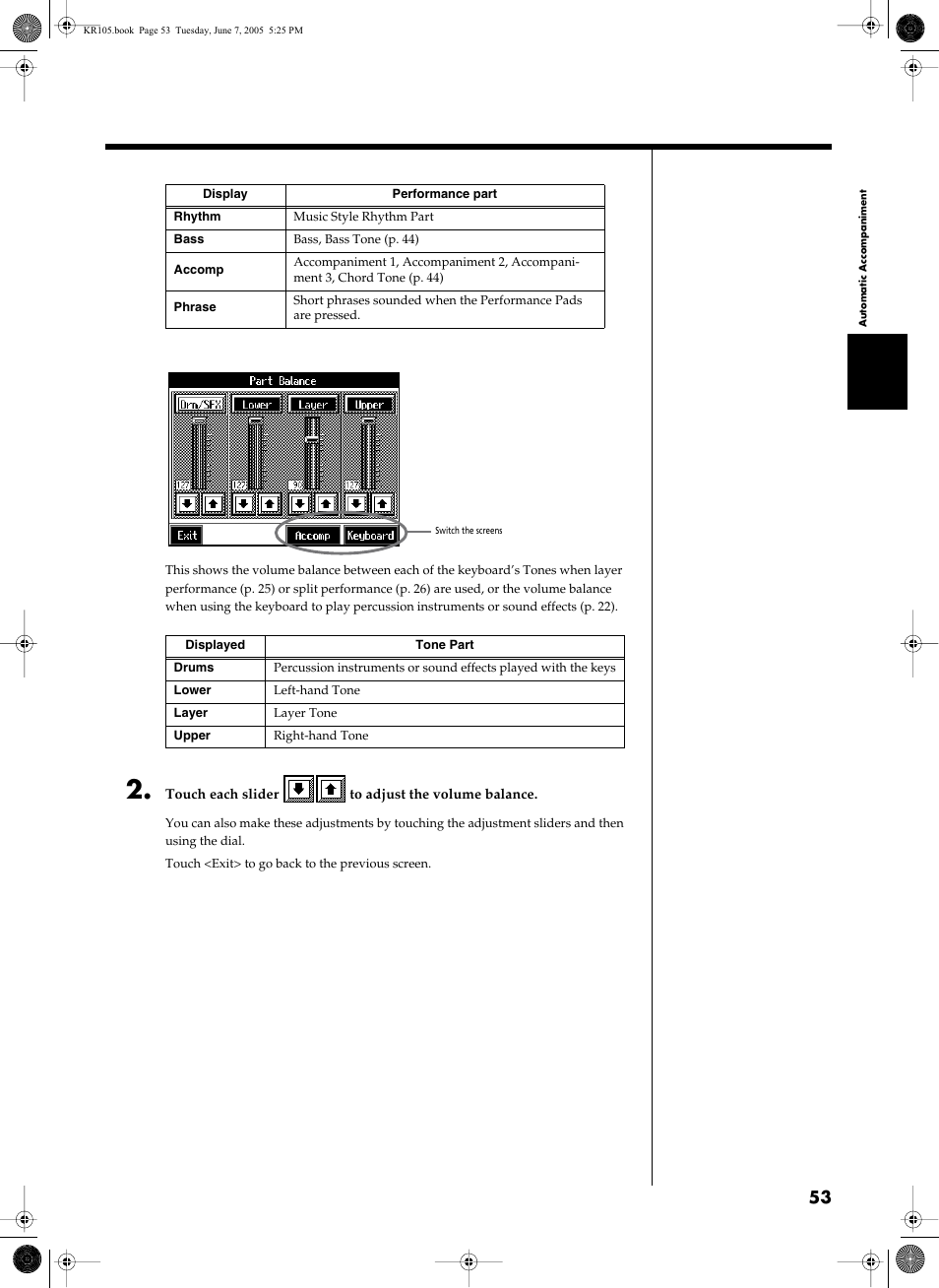 Roland KR105 User Manual | Page 53 / 176