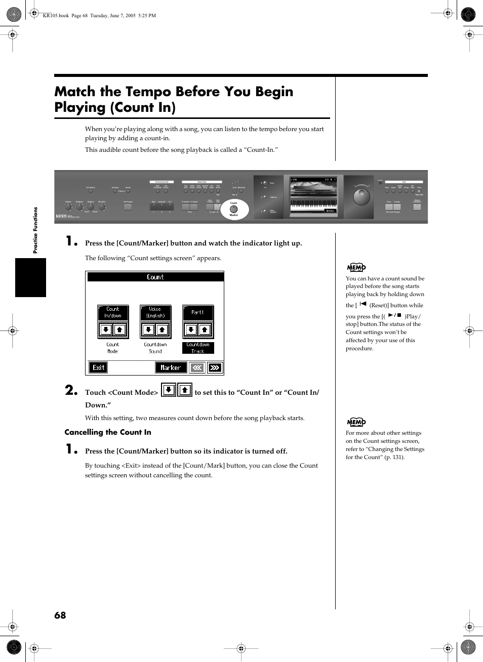 Roland KR105 User Manual | Page 68 / 176
