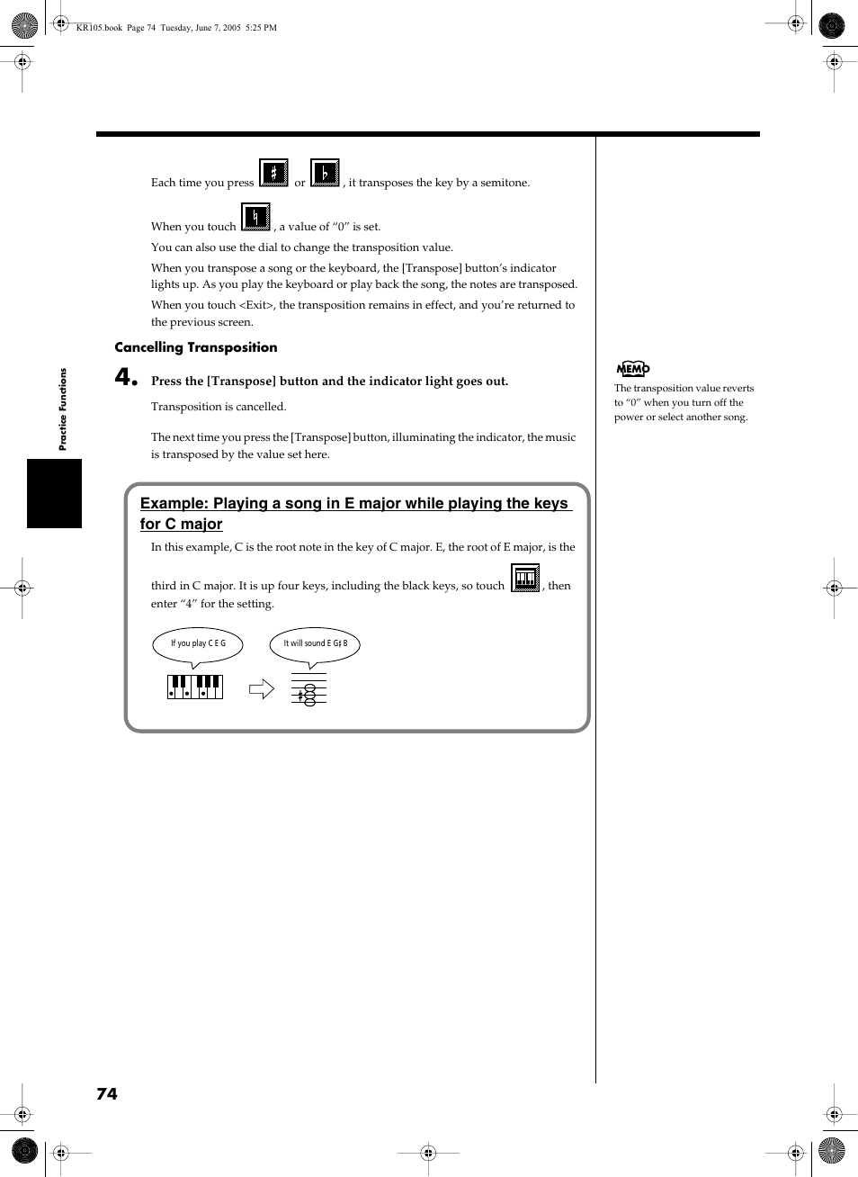 Roland KR105 User Manual | Page 74 / 176