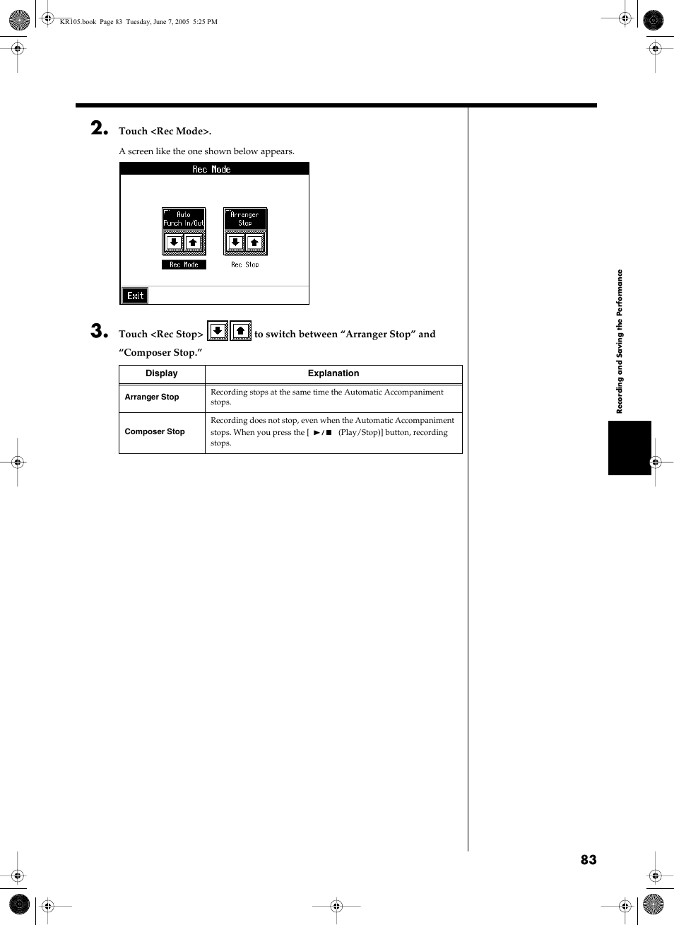 Roland KR105 User Manual | Page 83 / 176