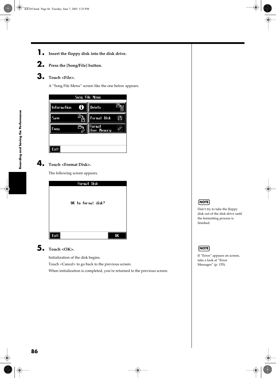 Roland KR105 User Manual | Page 86 / 176