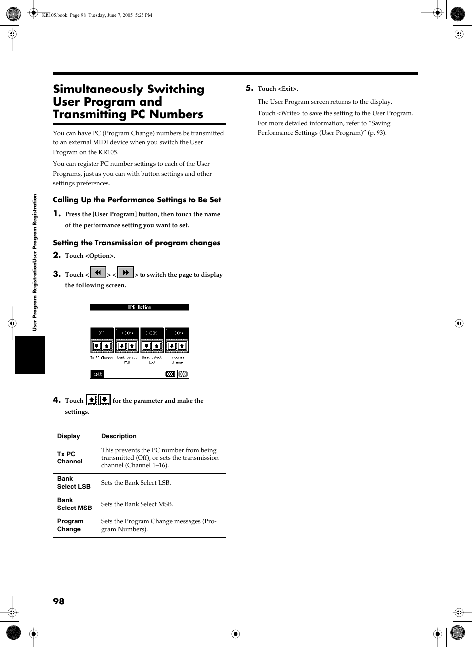 Roland KR105 User Manual | Page 98 / 176