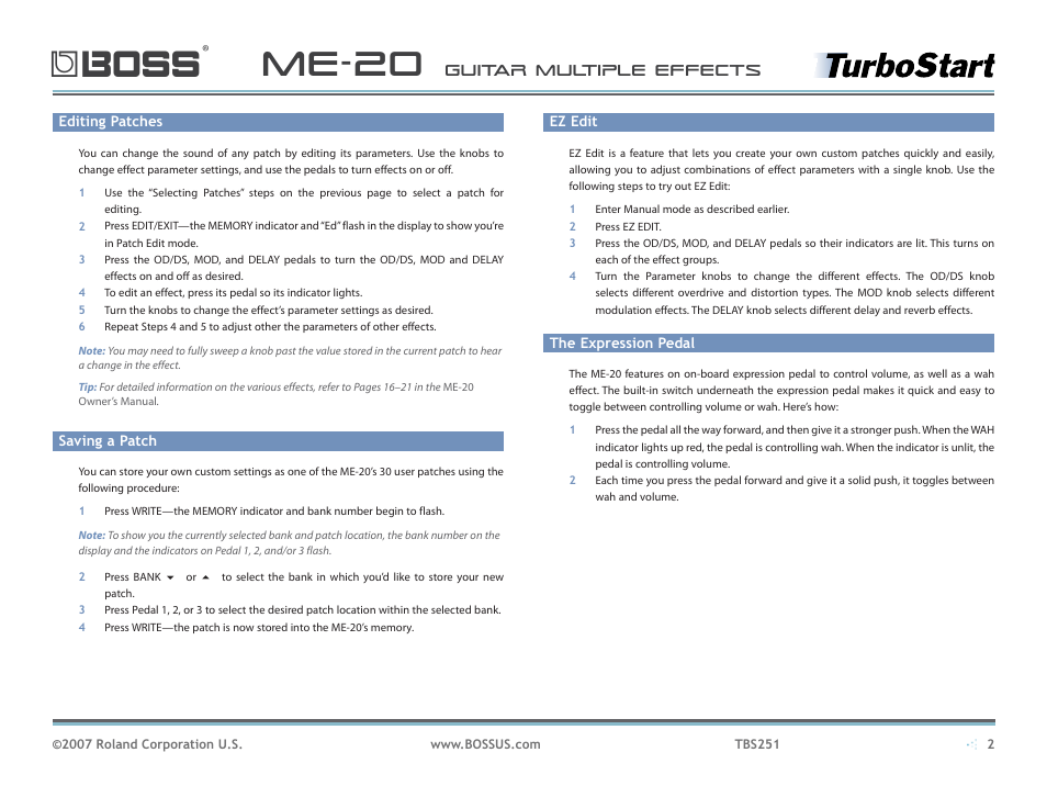 Me-20 | Roland ME-20 User Manual | Page 2 / 2