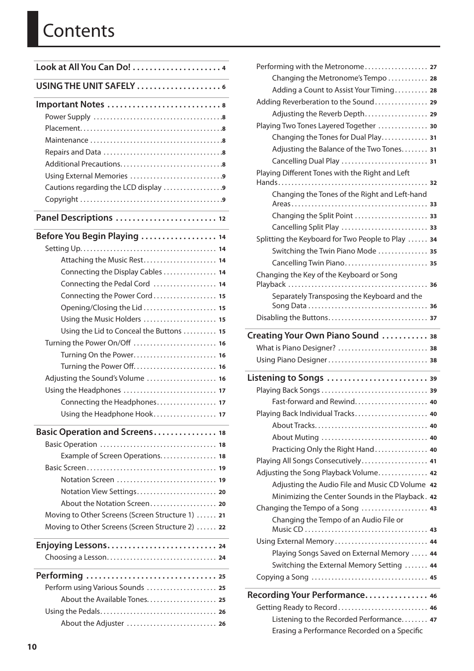 Roland HPi-6F User Manual | Page 10 / 80