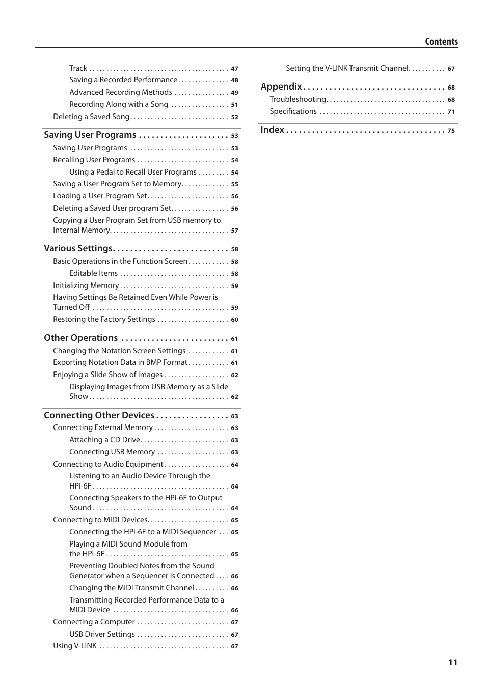 Roland HPi-6F User Manual | Page 11 / 80