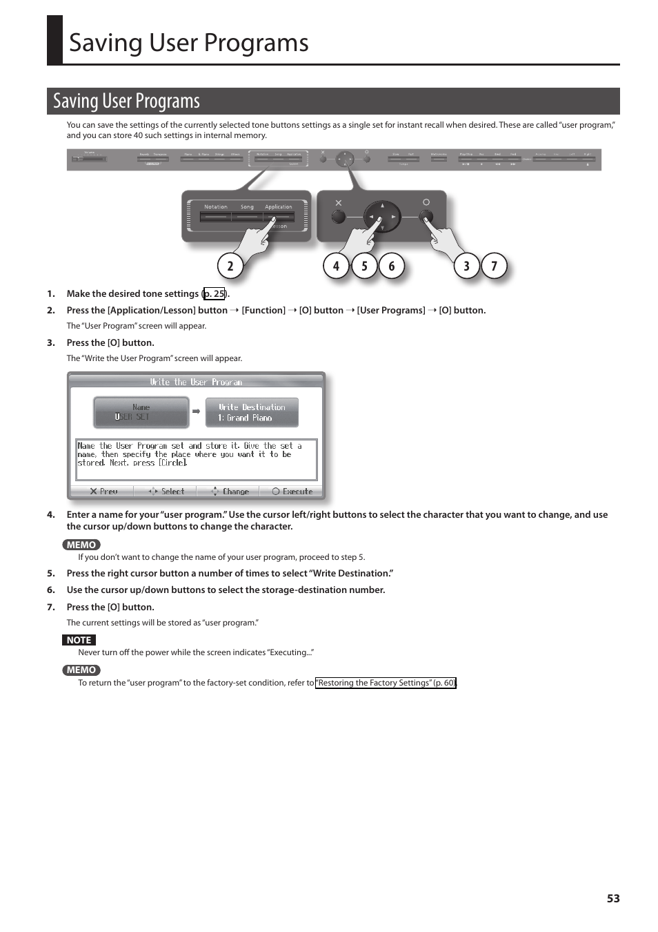 Saving user programs, Saving user programs” (p. 53) | Roland HPi-6F User Manual | Page 53 / 80