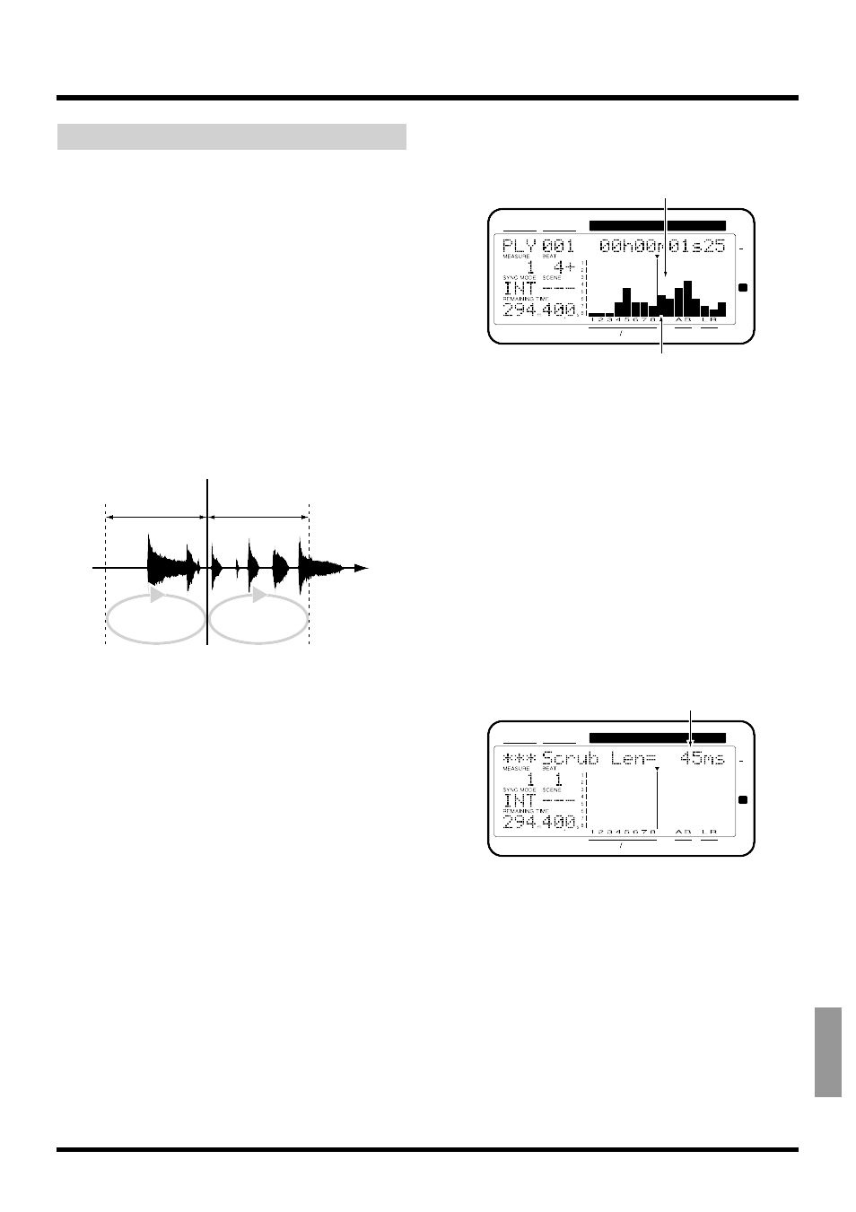 Using [scrub, Adjusting the scrub length | Roland VS-880EX User Manual | Page 141 / 192