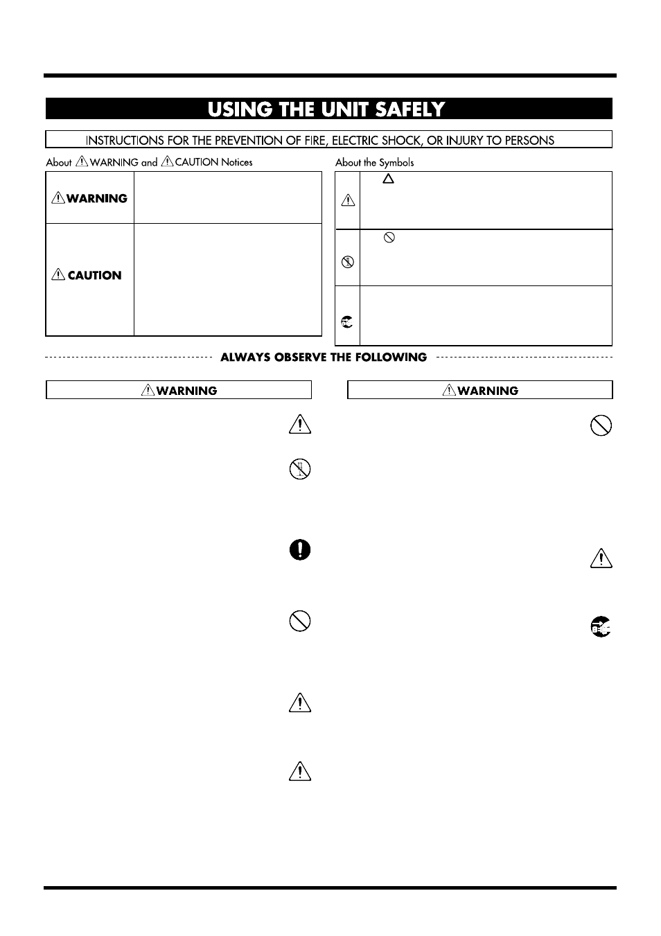 Using the unit safely | Roland VS-880EX User Manual | Page 3 / 192