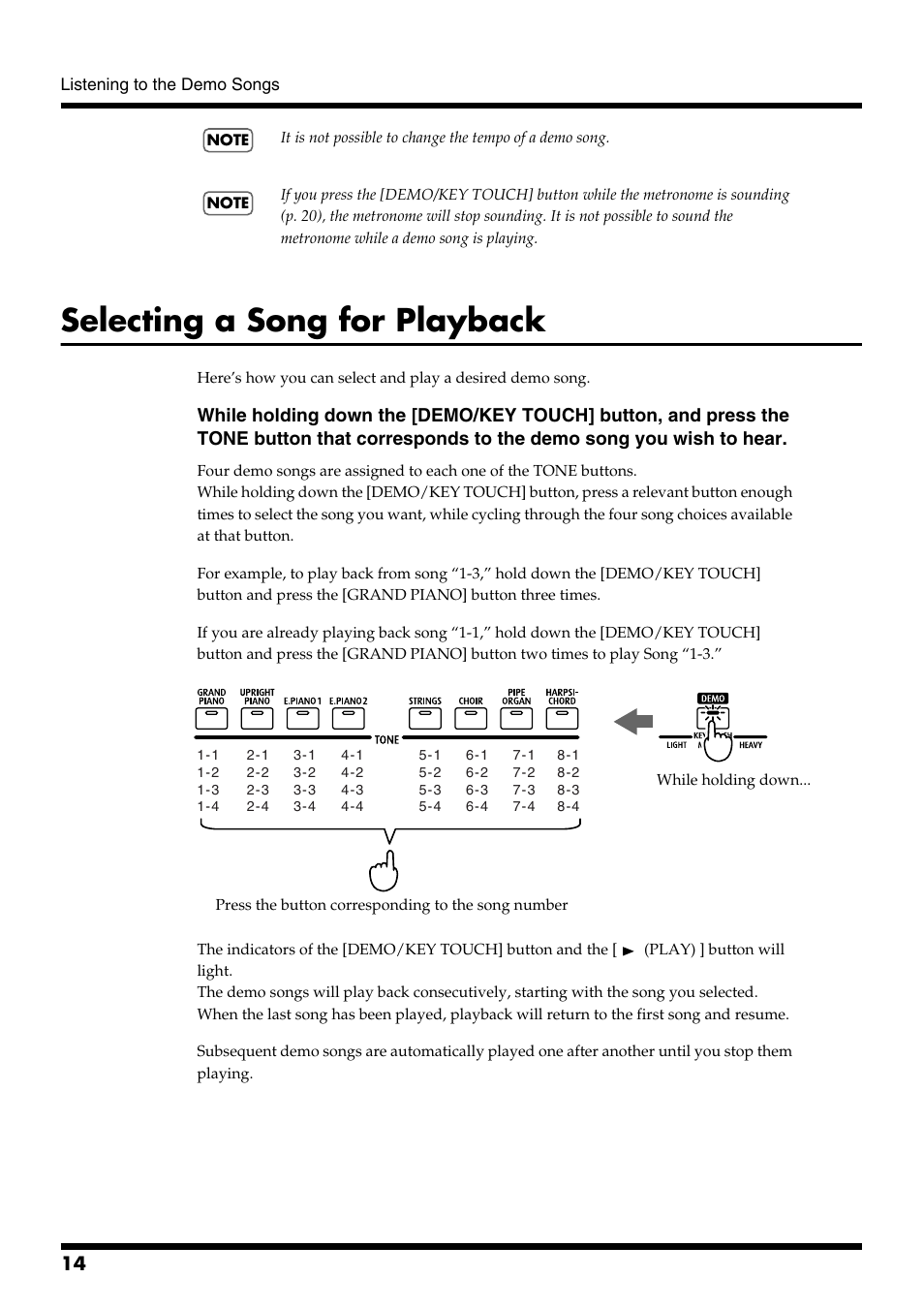 Selecting a song for playback | Roland pt-2700 User Manual | Page 14 / 44