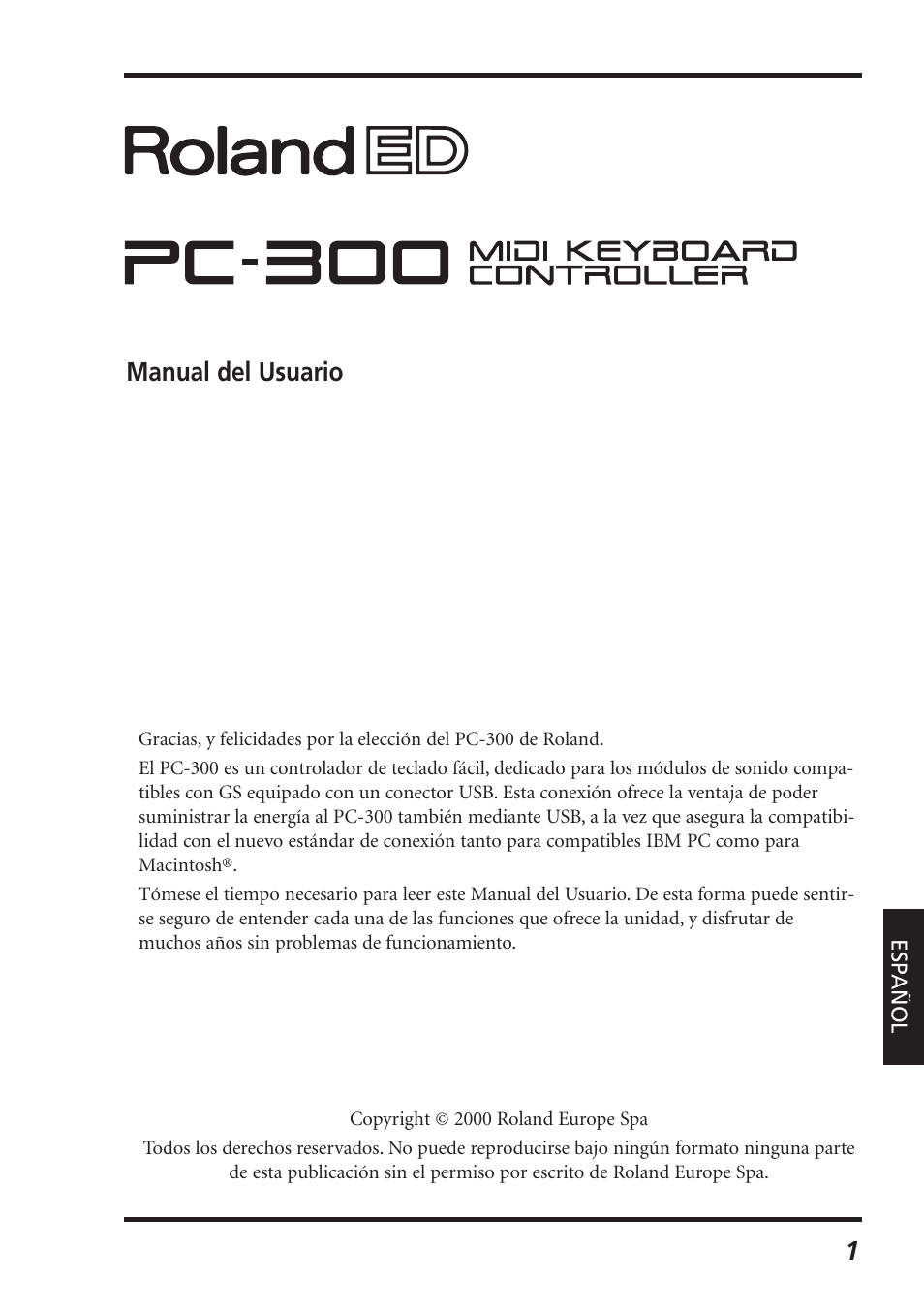 Manual del usuario 1 | Roland PC-300 User Manual | Page 103 / 128