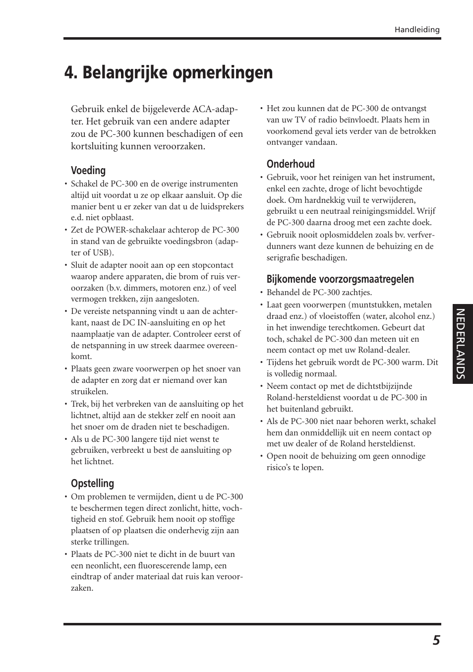 Belangrijke opmerkingen | Roland PC-300 User Manual | Page 67 / 128