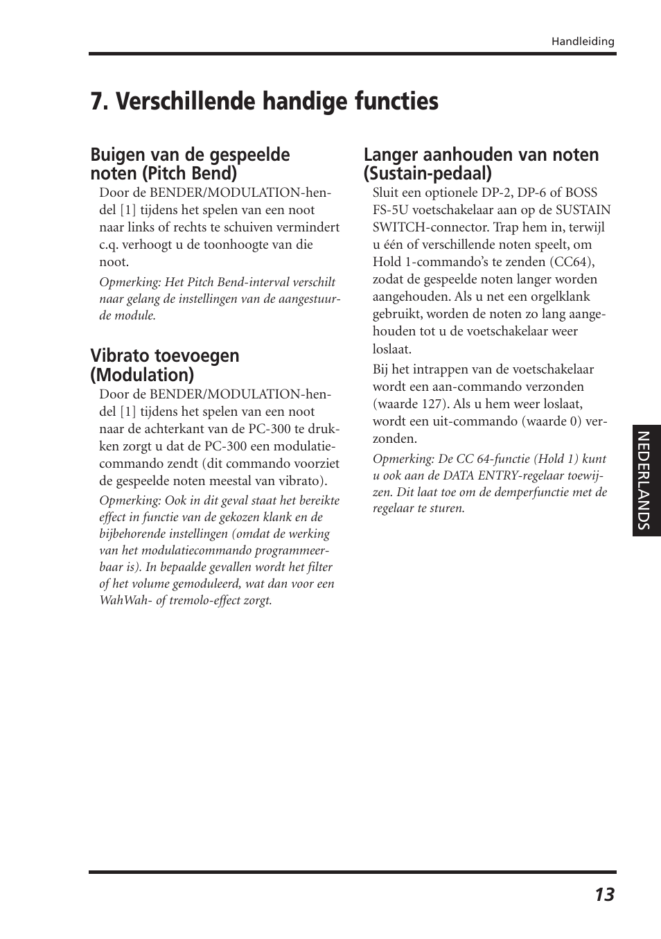 Verschillende handige functies, Vibrato toevoegen (modulation) | Roland PC-300 User Manual | Page 75 / 128
