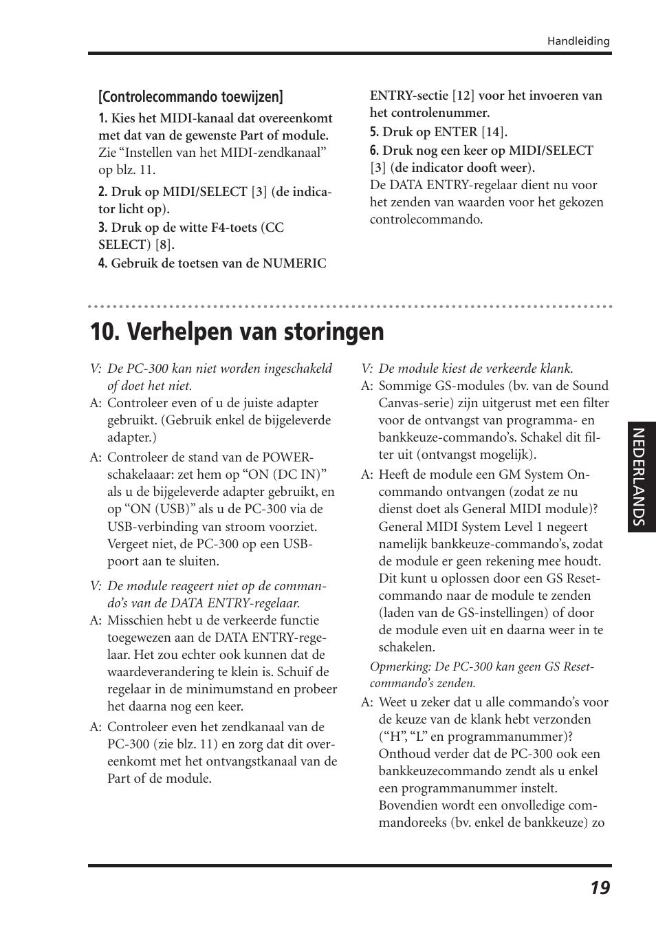 Verhelpen van storingen | Roland PC-300 User Manual | Page 81 / 128