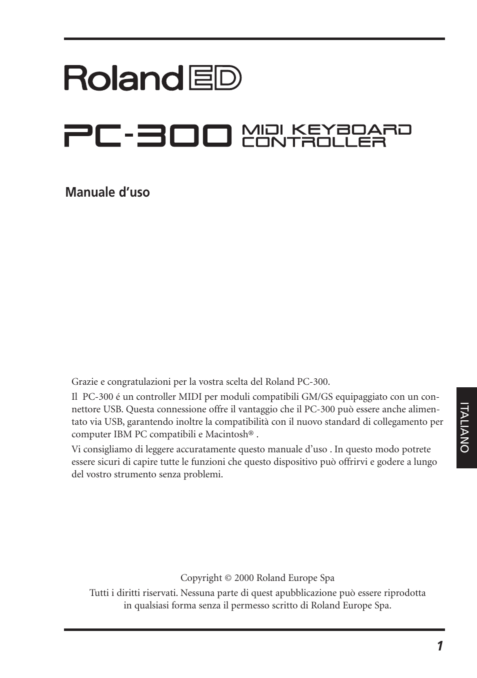 Manuale d’uso 1 | Roland PC-300 User Manual | Page 83 / 128