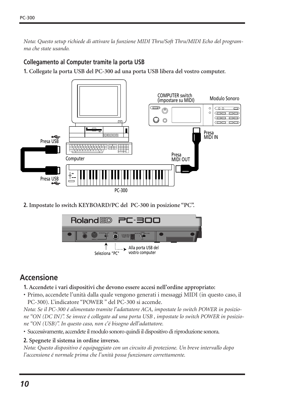 Accensione | Roland PC-300 User Manual | Page 92 / 128
