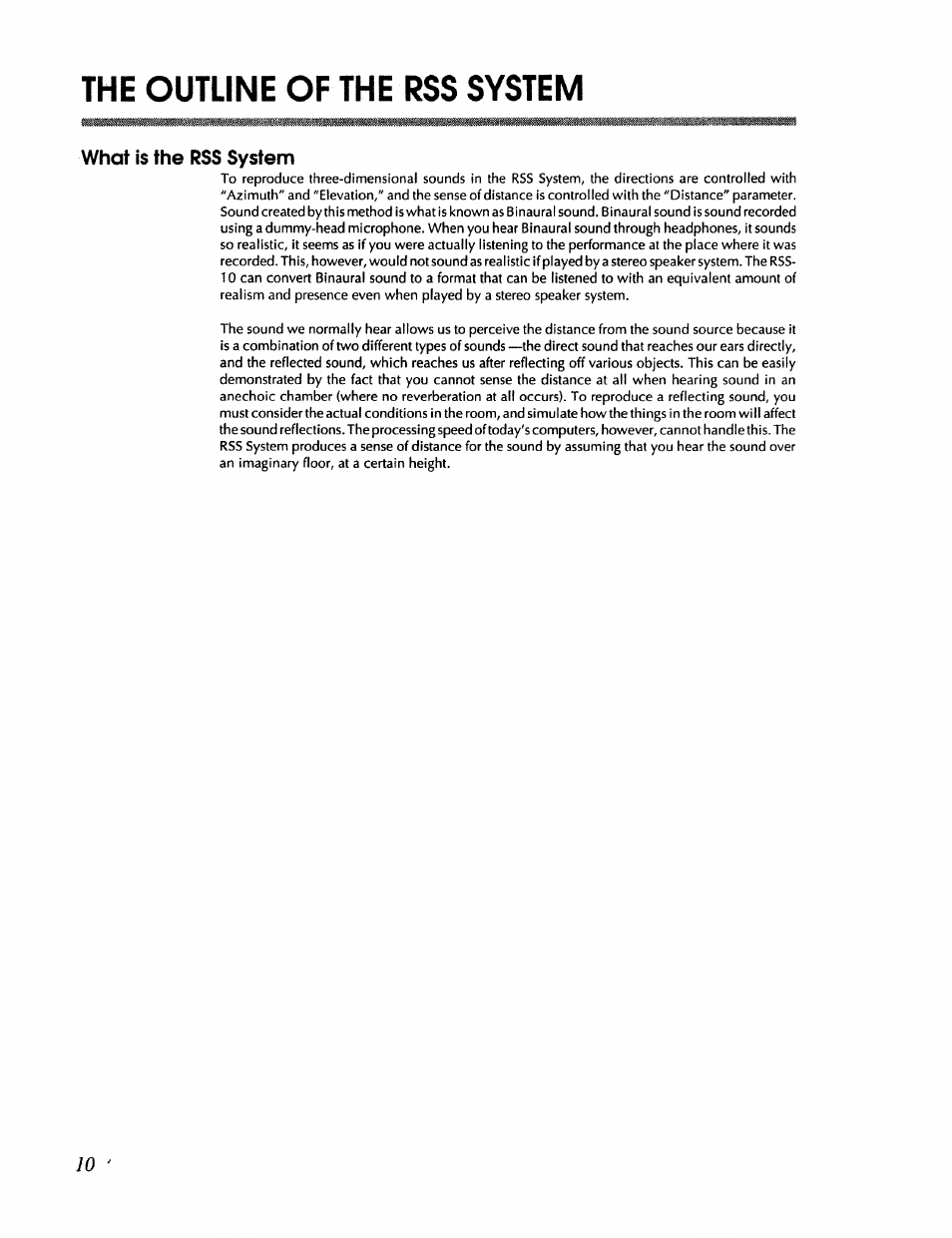 The outline of the rss system | Roland RSS-10 User Manual | Page 10 / 44