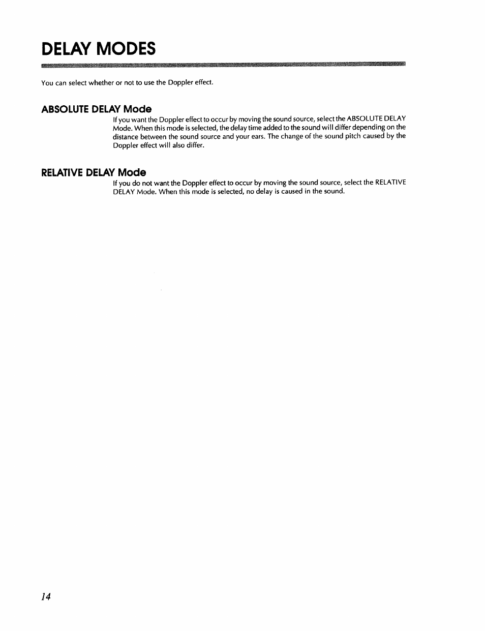Delay modes | Roland RSS-10 User Manual | Page 14 / 44