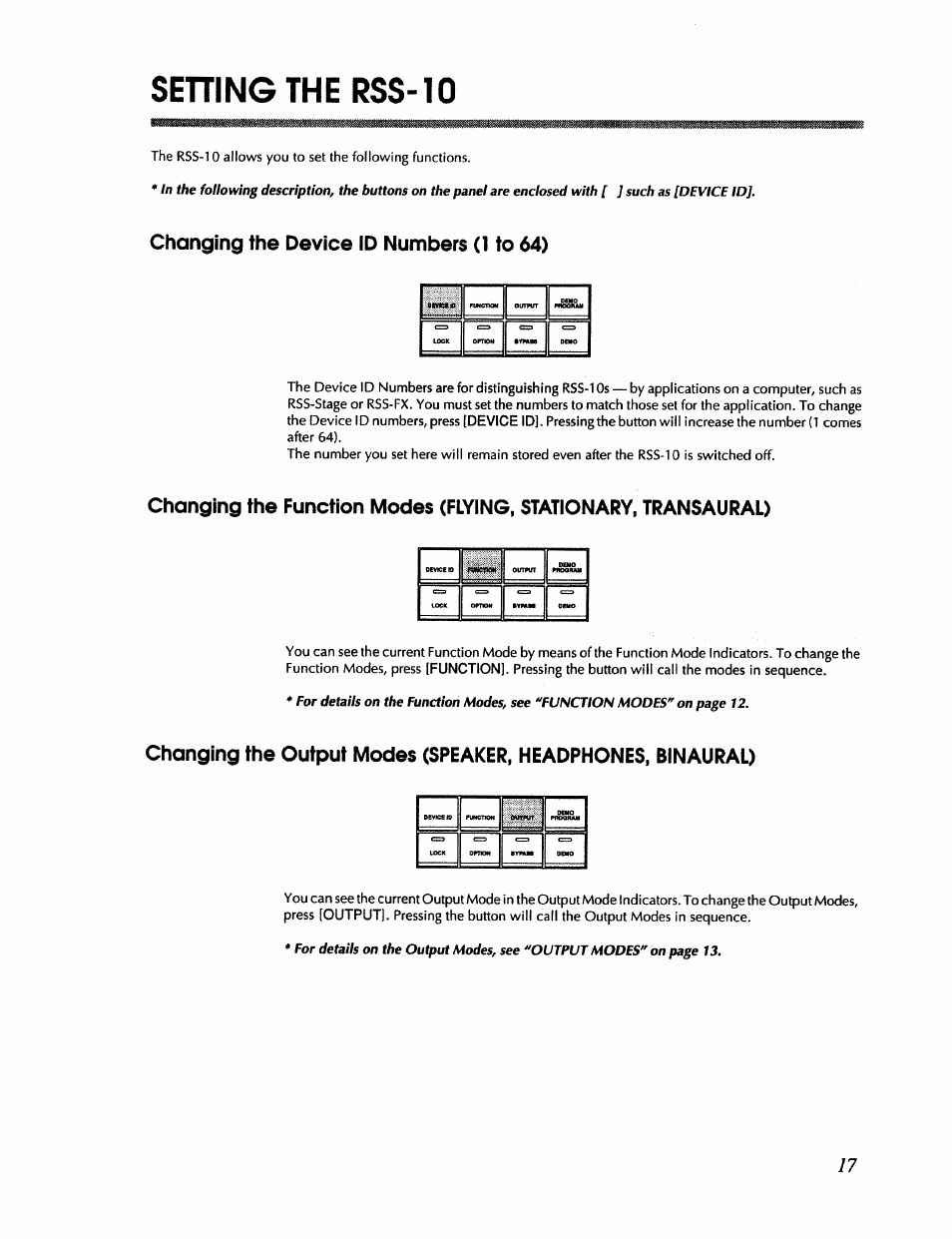 Sehing therss-10, Seningtherss-10, Changing the device id numbers (1 to 64) | Roland RSS-10 User Manual | Page 17 / 44