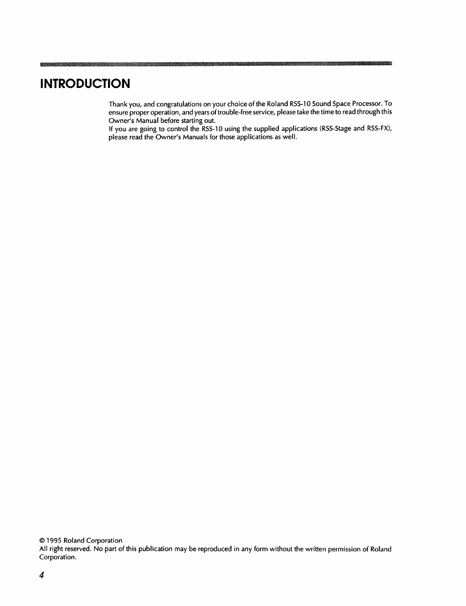Introduction | Roland RSS-10 User Manual | Page 4 / 44