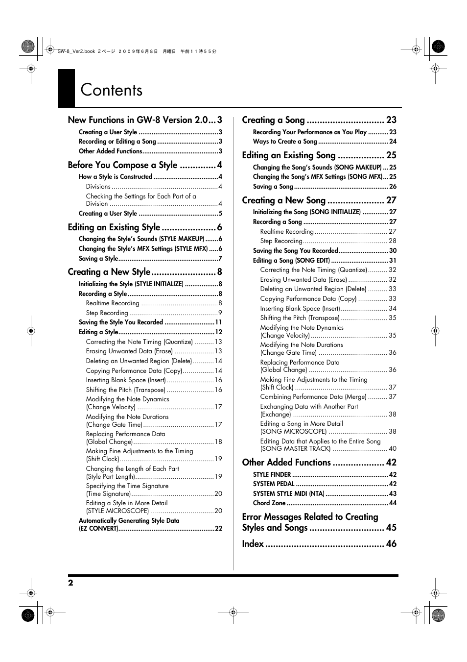 Roland WORKSTATION GW-8 User Manual | Page 2 / 48