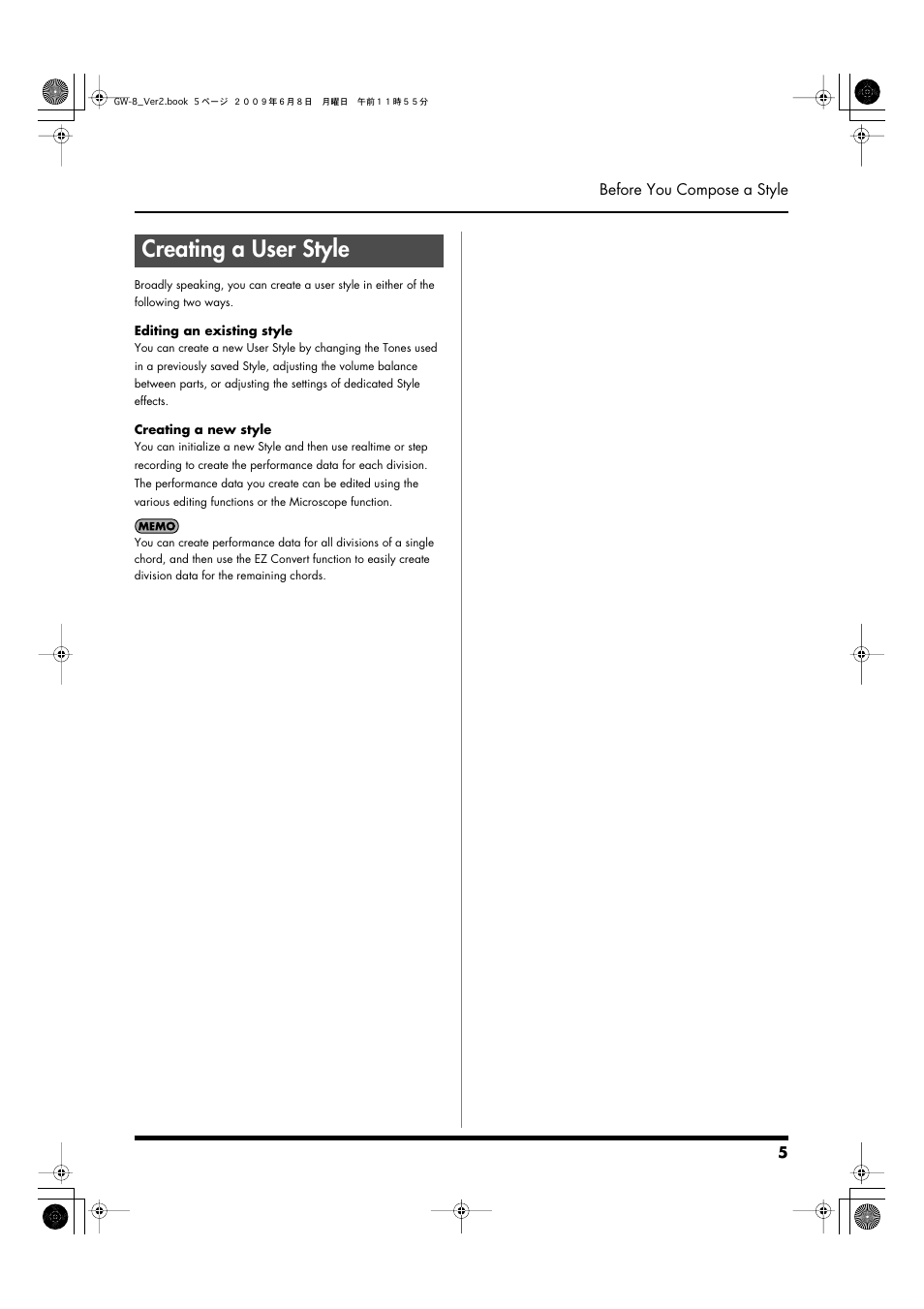 Creating a user style | Roland WORKSTATION GW-8 User Manual | Page 5 / 48