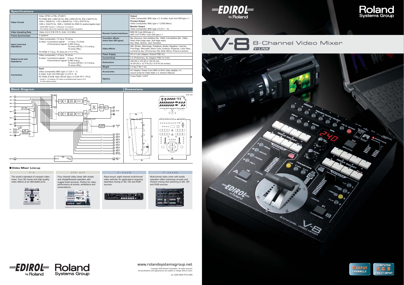 Roland V-8 User Manual | 2 pages