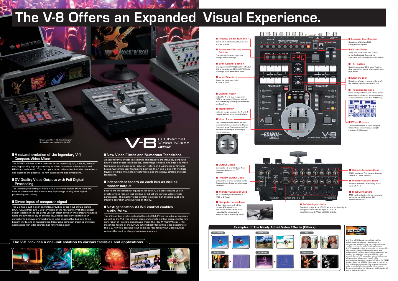 The v-8 offers an expanded visual experience | Roland V-8 User Manual | Page 2 / 2