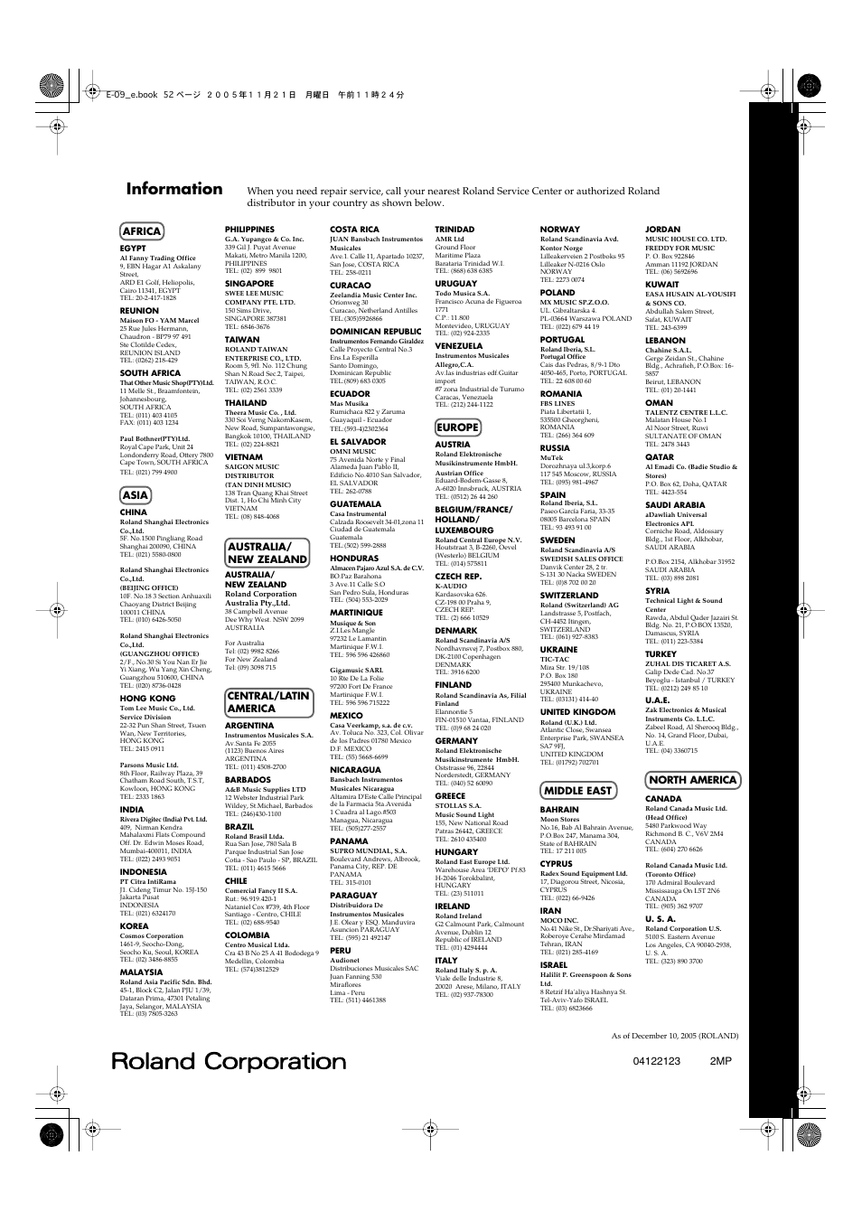 Information | Roland E-09 User Manual | Page 52 / 52