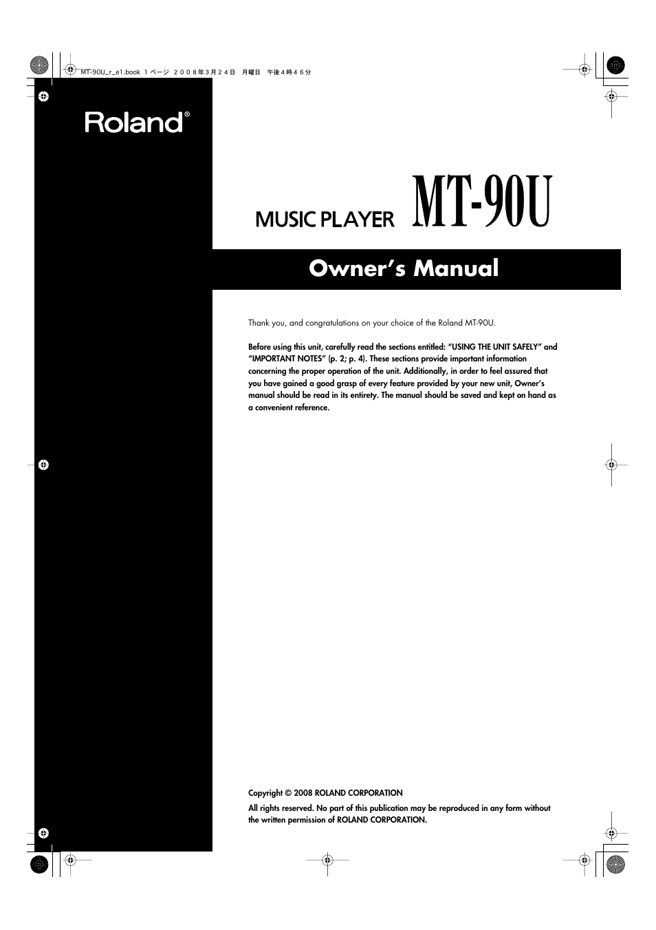 Roland MT-90U User Manual | 72 pages