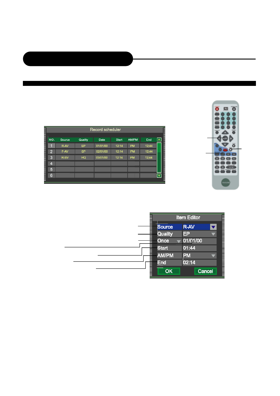 Recording options | Ritek Yakumo DVD Record MasterXL DVD+RW Recorder/Player User Manual | Page 34 / 43