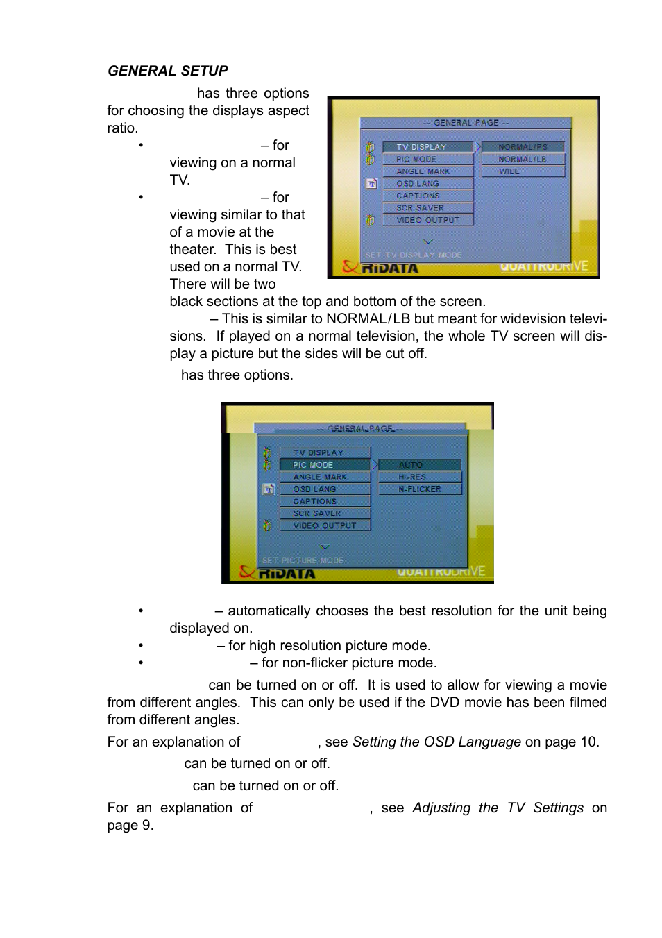 General setup | Ritek QuattroDrive User Manual | Page 15 / 33