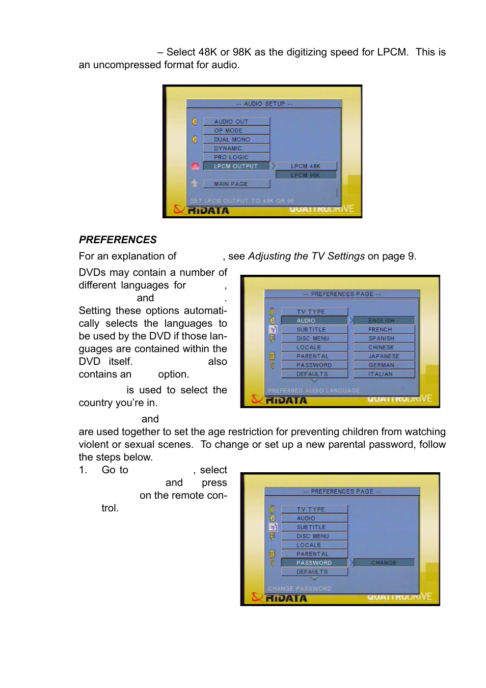Preferences | Ritek QuattroDrive User Manual | Page 19 / 33