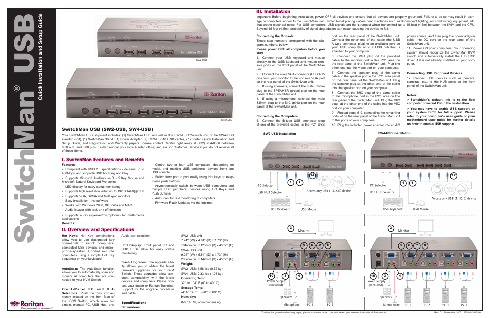 Raritan Computer SW4-USB User Manual | 2 pages