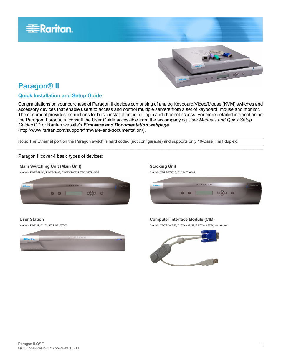 Raritan Computer PARAGON II P2UMT442 User Manual | 6 pages
