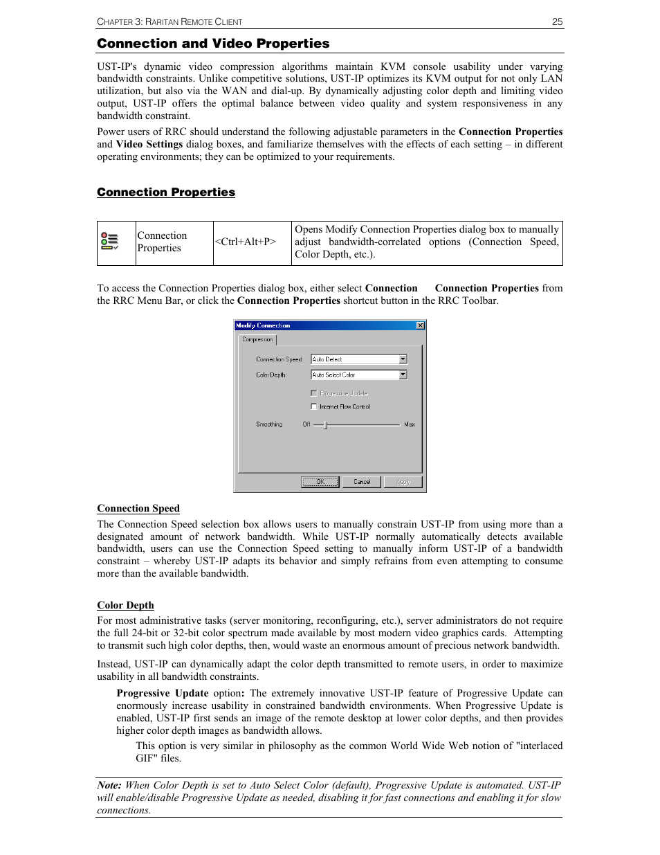 Connection and video properties | Raritan Computer UST-IP User Manual | Page 31 / 64