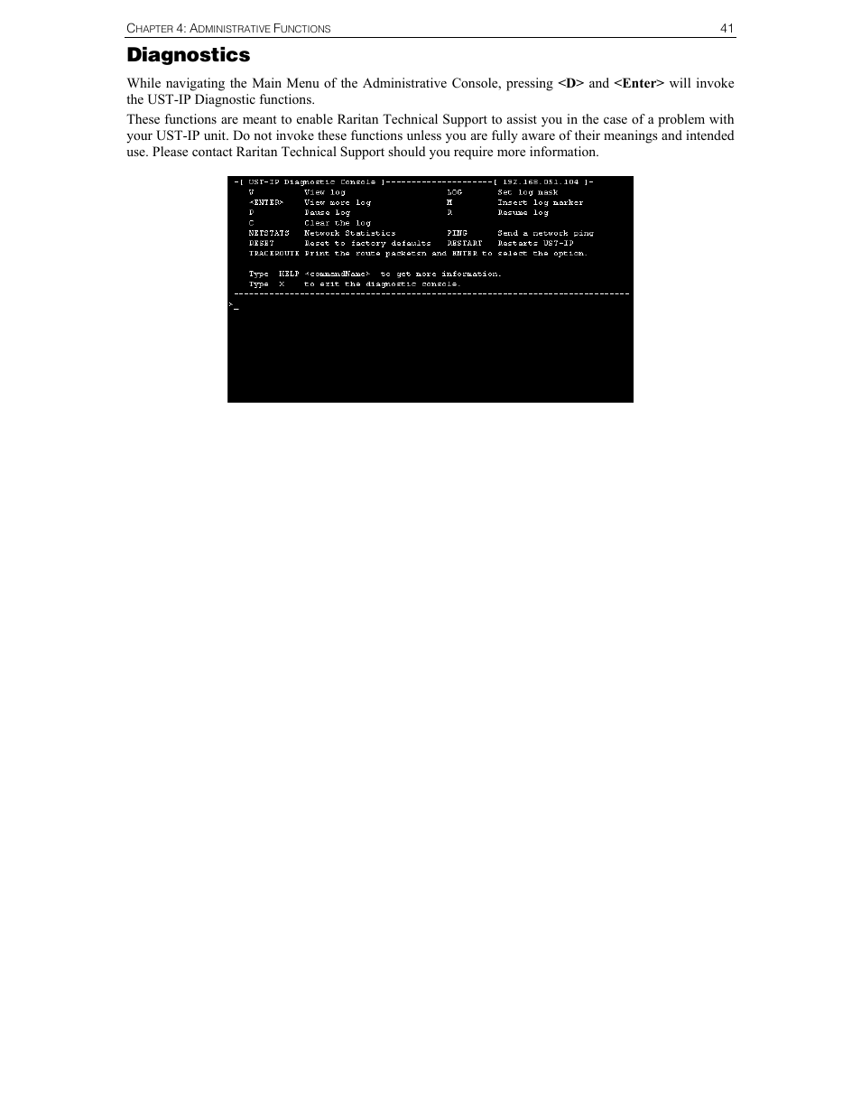 Diagnostics | Raritan Computer UST-IP User Manual | Page 47 / 64