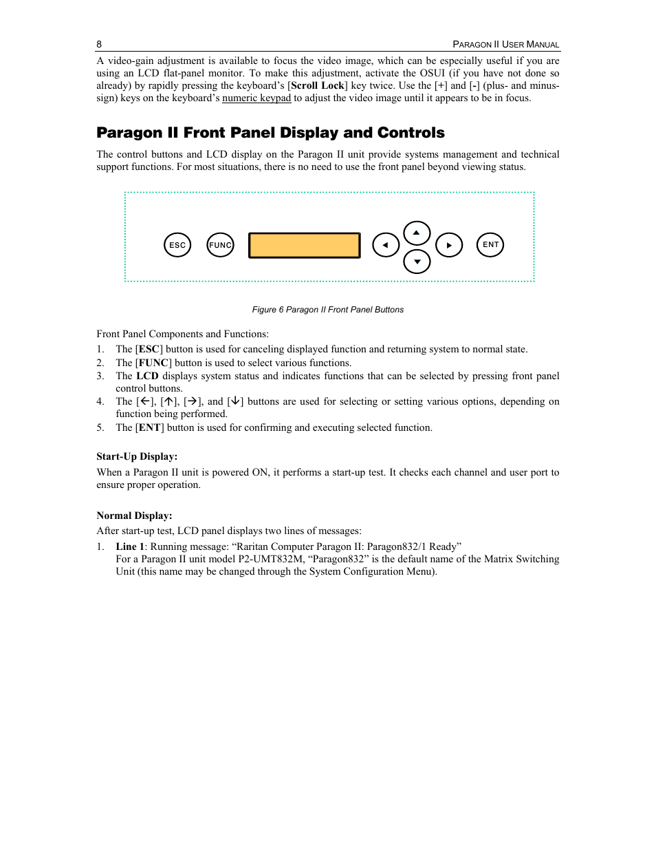 Paragon ii front panel display and controls | Raritan Computer Paragon P2-UMT1664M User Manual | Page 18 / 96