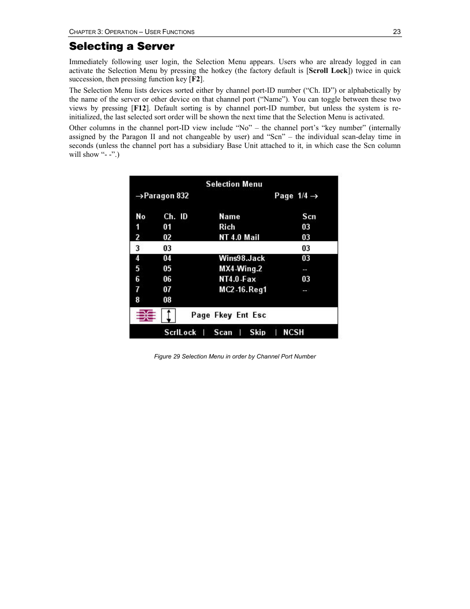 Selecting a server | Raritan Computer Paragon P2-UMT1664M User Manual | Page 33 / 96