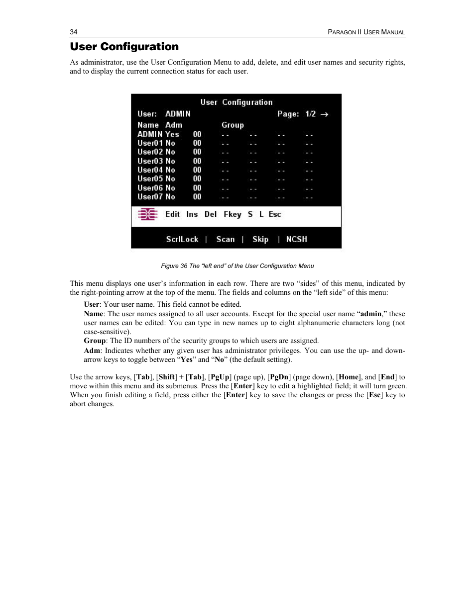 User configuration | Raritan Computer Paragon P2-UMT1664M User Manual | Page 44 / 96