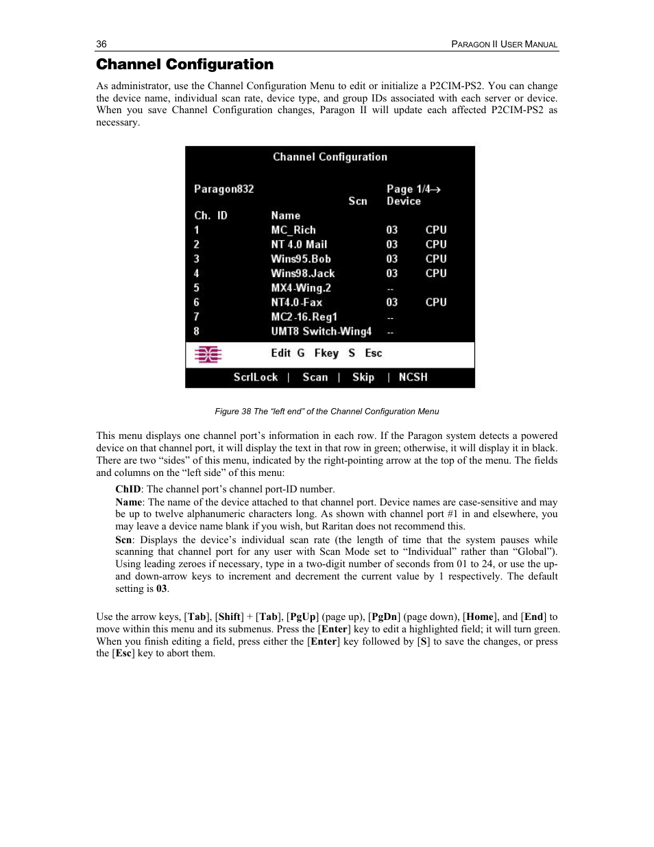 Channel configuration | Raritan Computer Paragon P2-UMT1664M User Manual | Page 46 / 96