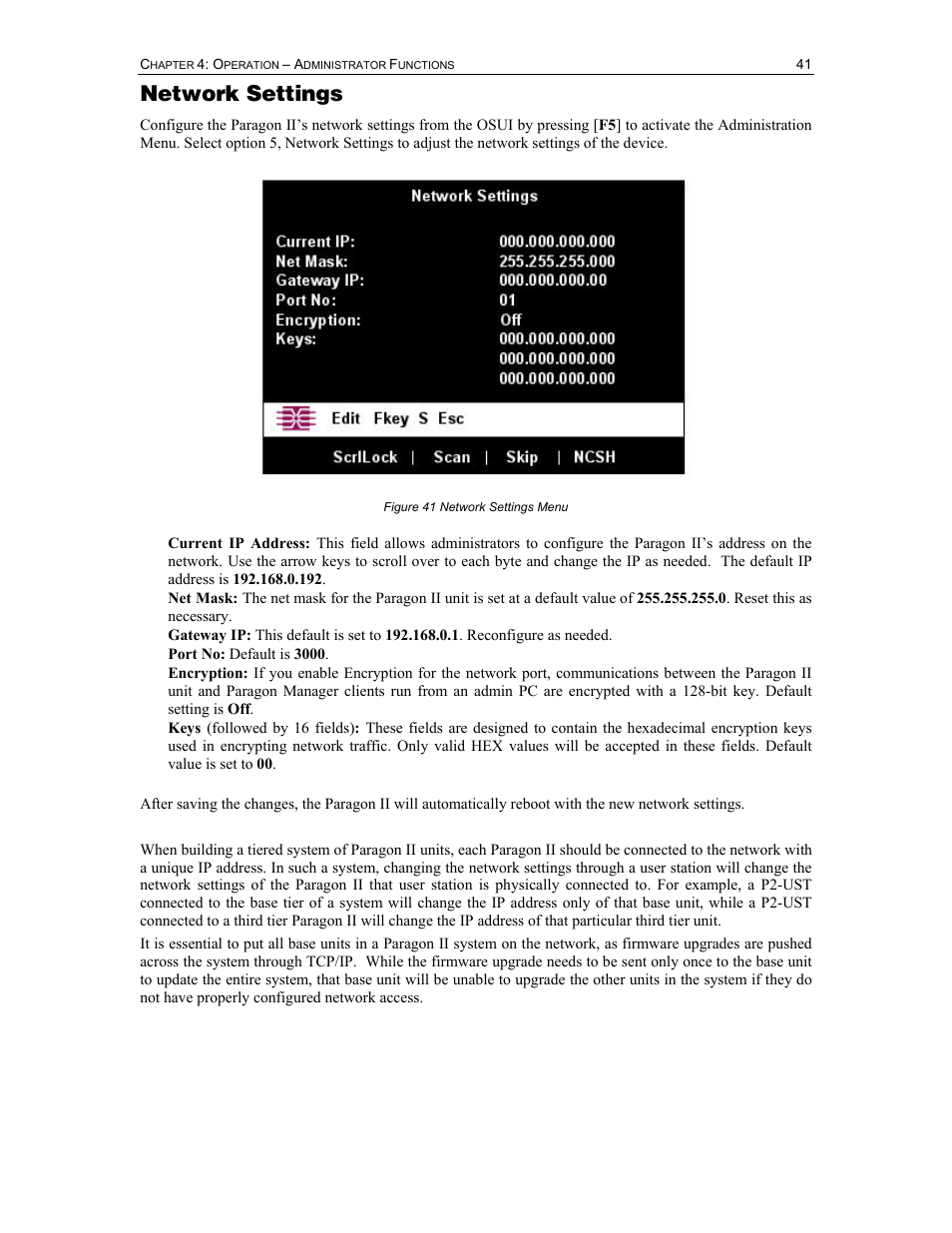 Network settings | Raritan Computer Paragon P2-UMT1664M User Manual | Page 51 / 96