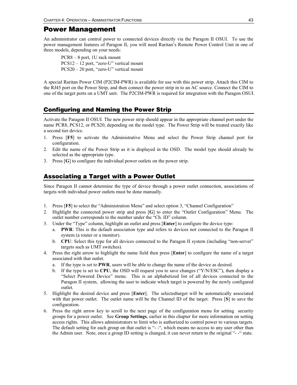 Power management | Raritan Computer Paragon P2-UMT1664M User Manual | Page 53 / 96