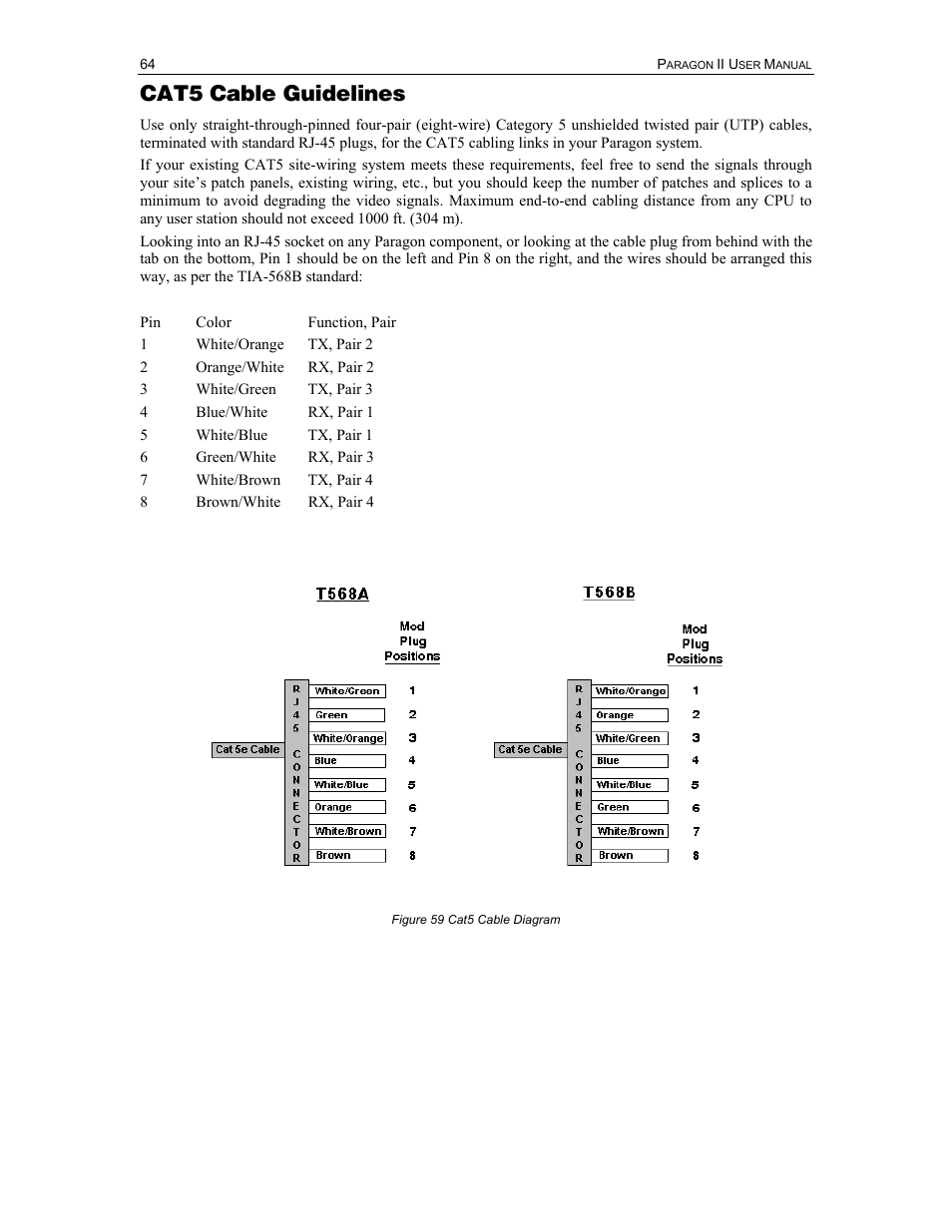 Cat5 cable guidelines | Raritan Computer Paragon P2-UMT1664M User Manual | Page 74 / 96