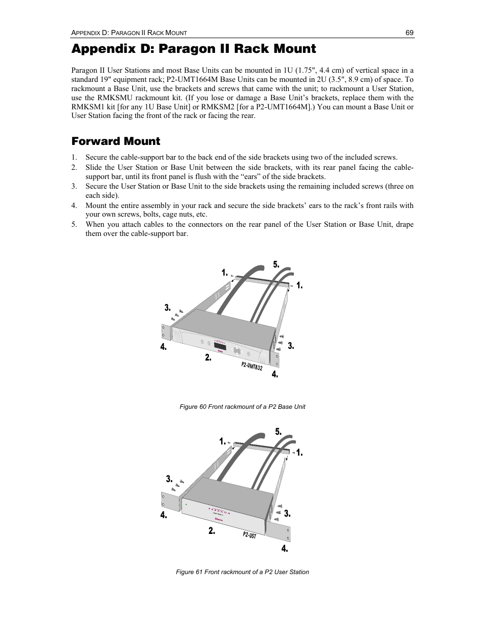 Appendix d: paragon ii rack mount, Forward mount | Raritan Computer Paragon P2-UMT1664M User Manual | Page 79 / 96