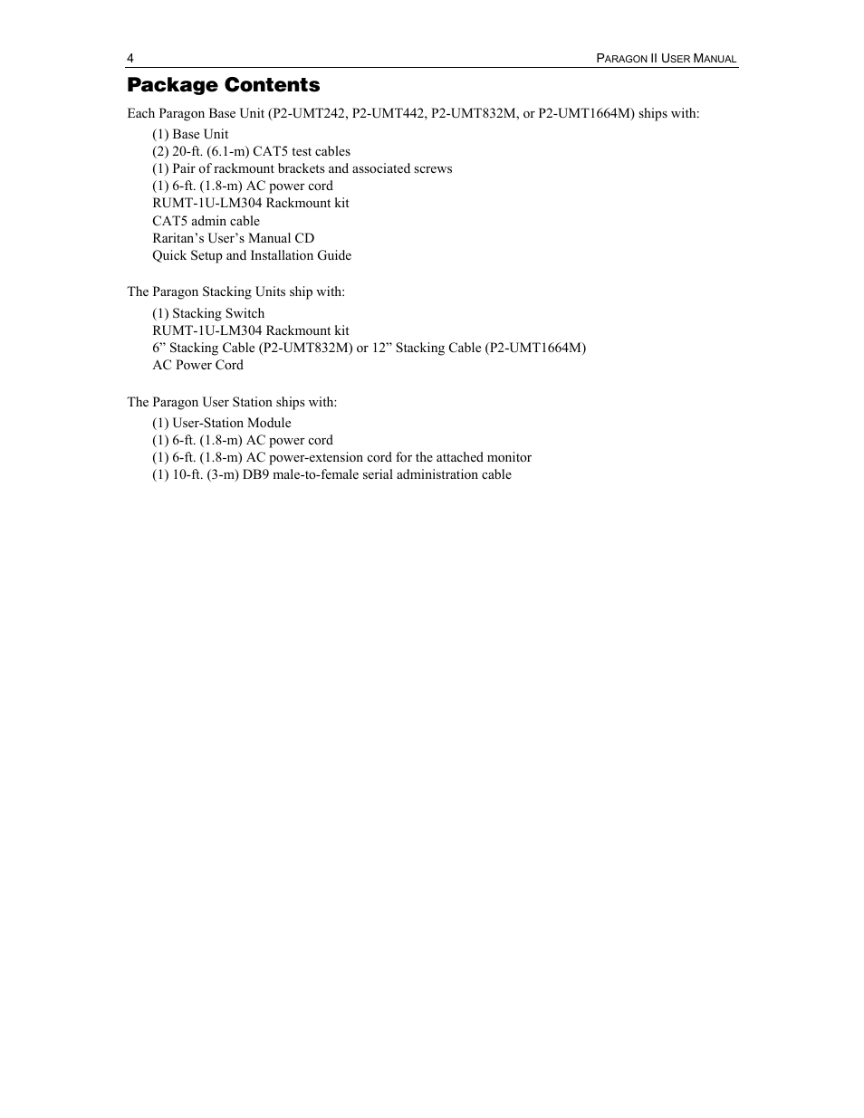 Package contents | Raritan Computer II User Manual | Page 14 / 96