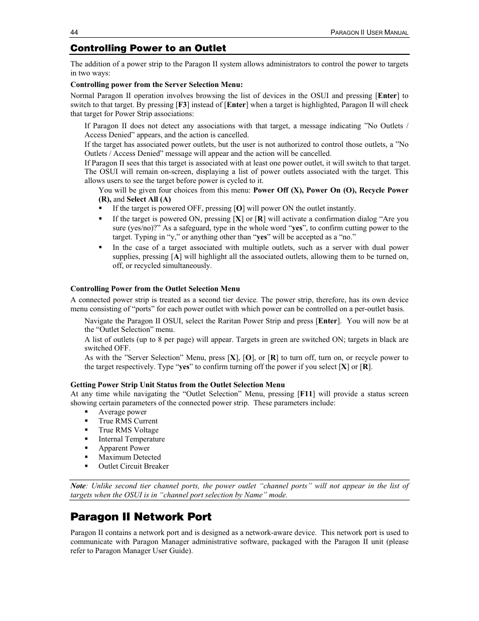Paragon ii network port | Raritan Computer II User Manual | Page 54 / 96