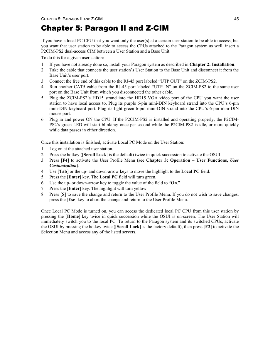 Chapter 5: paragon ii and z-cim | Raritan Computer II User Manual | Page 55 / 96