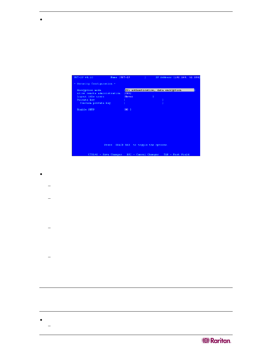 Security configuration | Raritan Computer P2-USTIP1 User Manual | Page 27 / 52