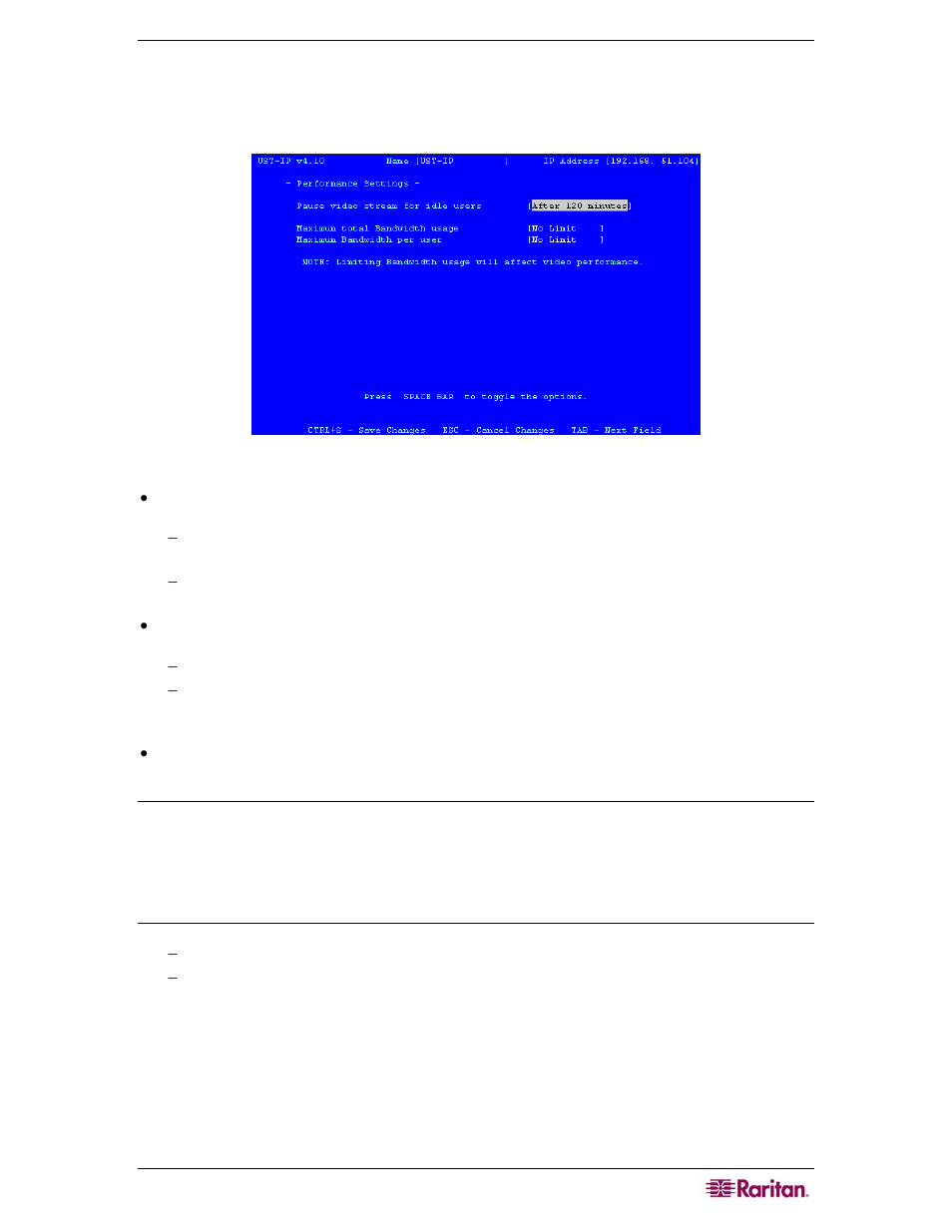 Performance settings | Raritan Computer P2-USTIP1 User Manual | Page 29 / 52
