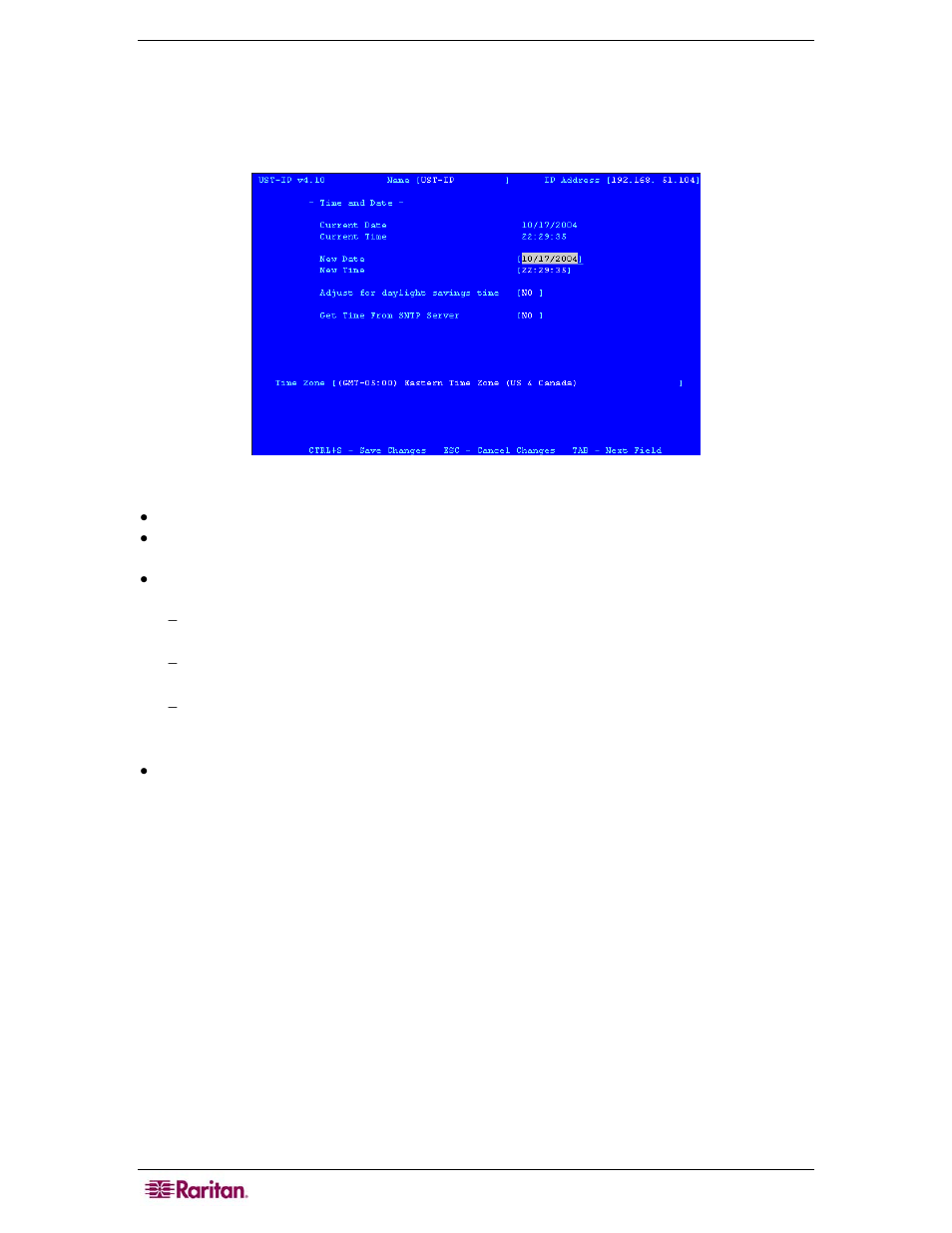 Time and date | Raritan Computer P2-USTIP1 User Manual | Page 30 / 52